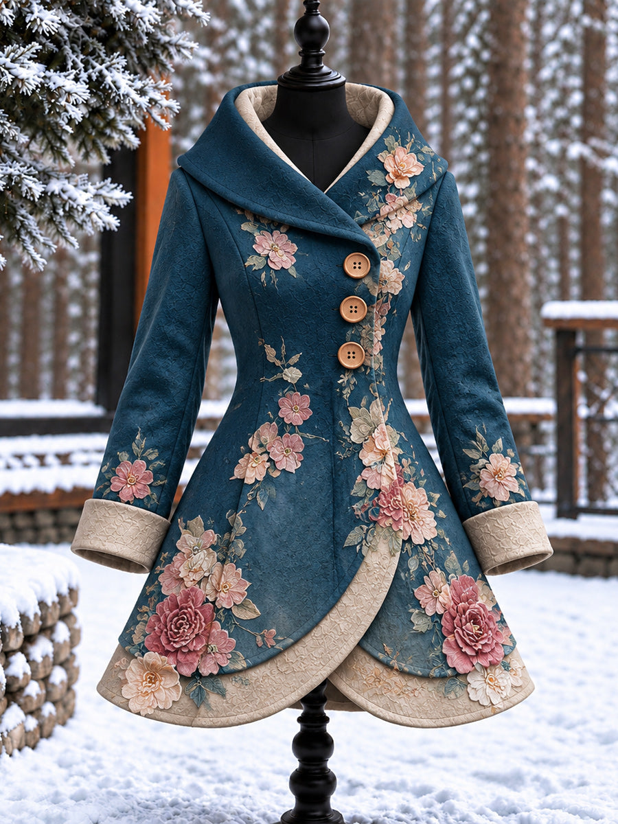 Women's Vintage Colorblock Asymmetrical Flared Coat